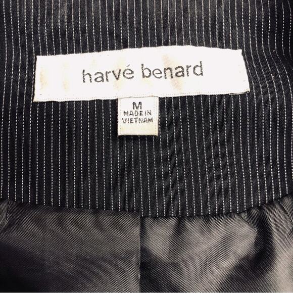 Harve Benard Office Siren Y2k Black White Pin Stripe 2 Piece Suit Blazer Skirt - Picture 13 of 16